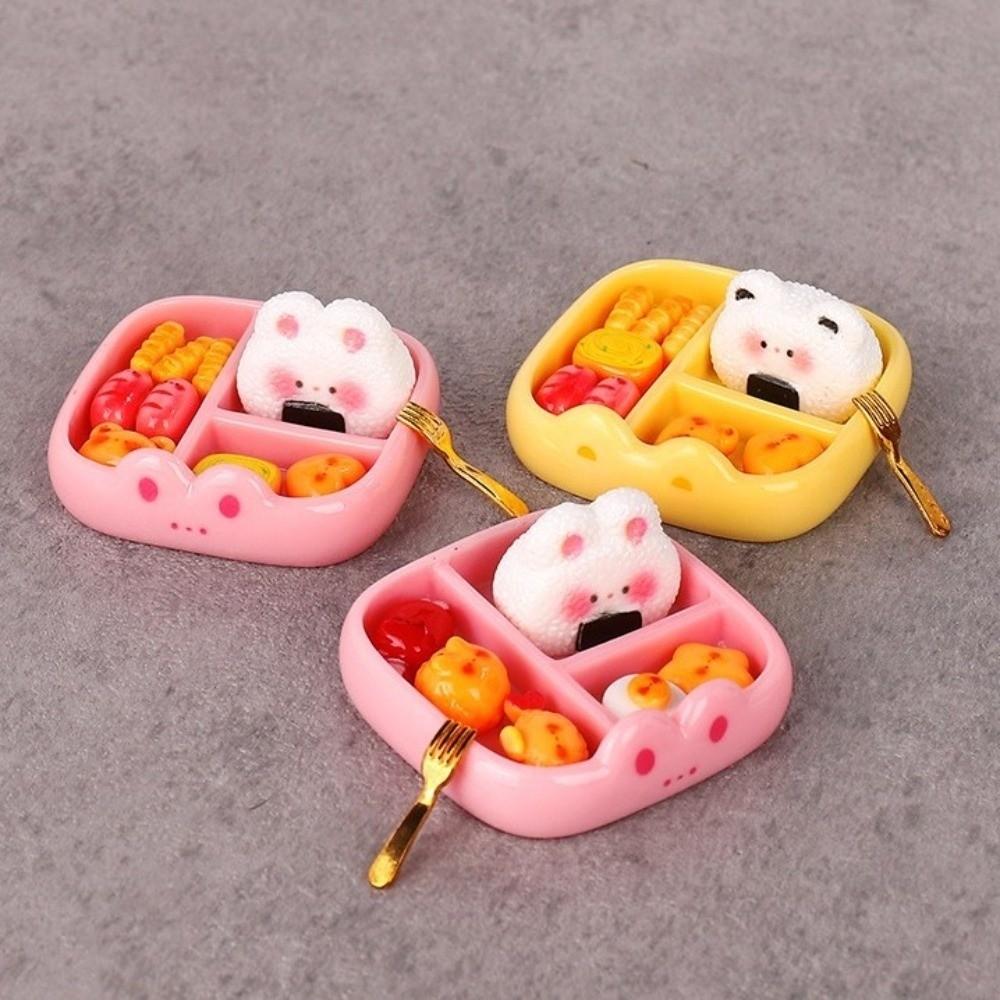 Mini Miniature Playset Pink Yellow Blue Realistic Food Model Lunch Food Ornament  Doll Accessories