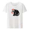 Chinese Black Wolf Graphic Print Short Sleeve Funny Tee Leisure Shortsleev Camiseta Hombre Hipster Style Creative Blouse Humor