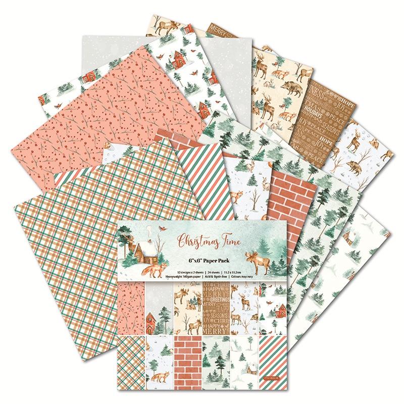 Winter Theme Animals Pattern Paper 9 Styles 24 Sheets DIY Photo Album Scrapbook  Journal Account Card Background  6 Inch