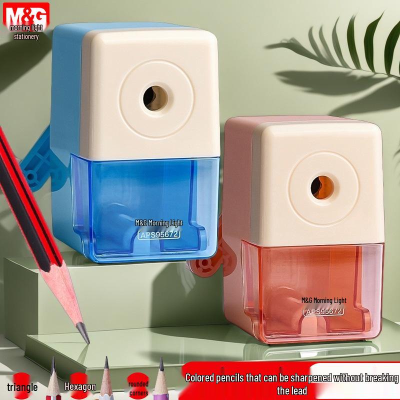 Automatic & Manual Pencil Sharpener for Kids – Morning Light Lead Feed & Retract