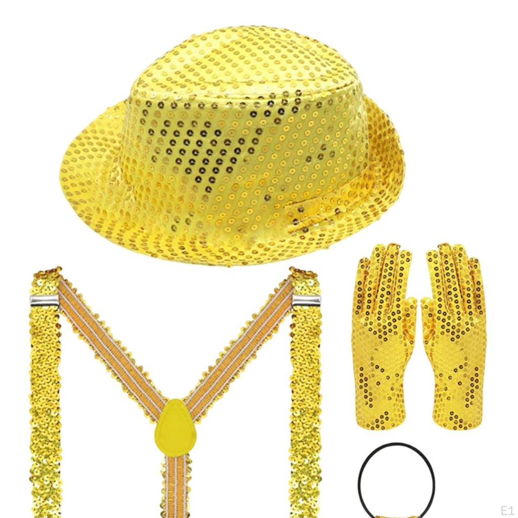 Sequin Hat Costume Set Men Women for Celebration Nightclub Role Play