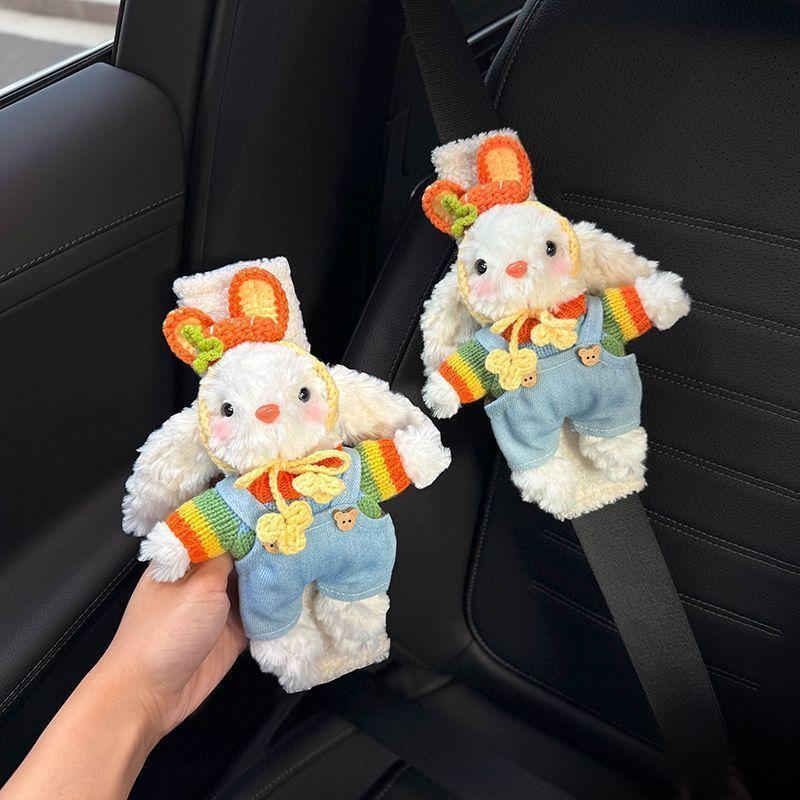 High Grade Cute Rabbit Car Seat Belt Shoulder Protector Women's Wear Resistant Clothing Auto Seat Belt Accessories