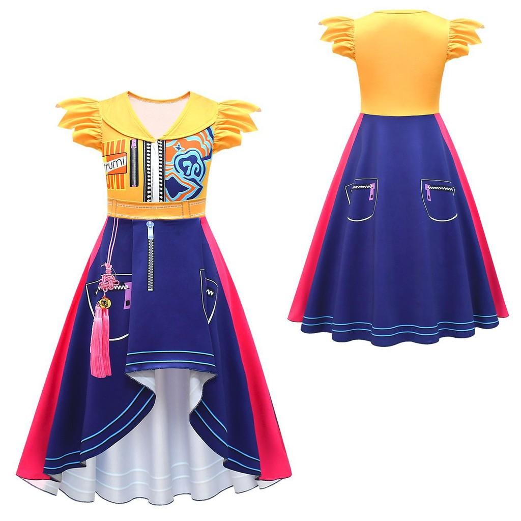 Kinder Mädchen Anime Cartoon POP Sängerin Superstar Rumi Mira Zoey Bedrucktes Plissee Rüschenkleid Taschenset Halloween Cosplay Kostüme
