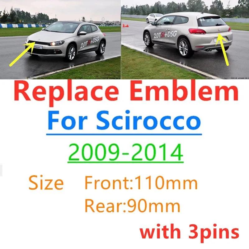 

For VOLKSWAGEN 2Pcs Car Front Radiator Grille Emblem 1K8853600 Rear Trunk Lid Badge H9307 Car Emblem For Volkswagen VW scirocco Glossy Black