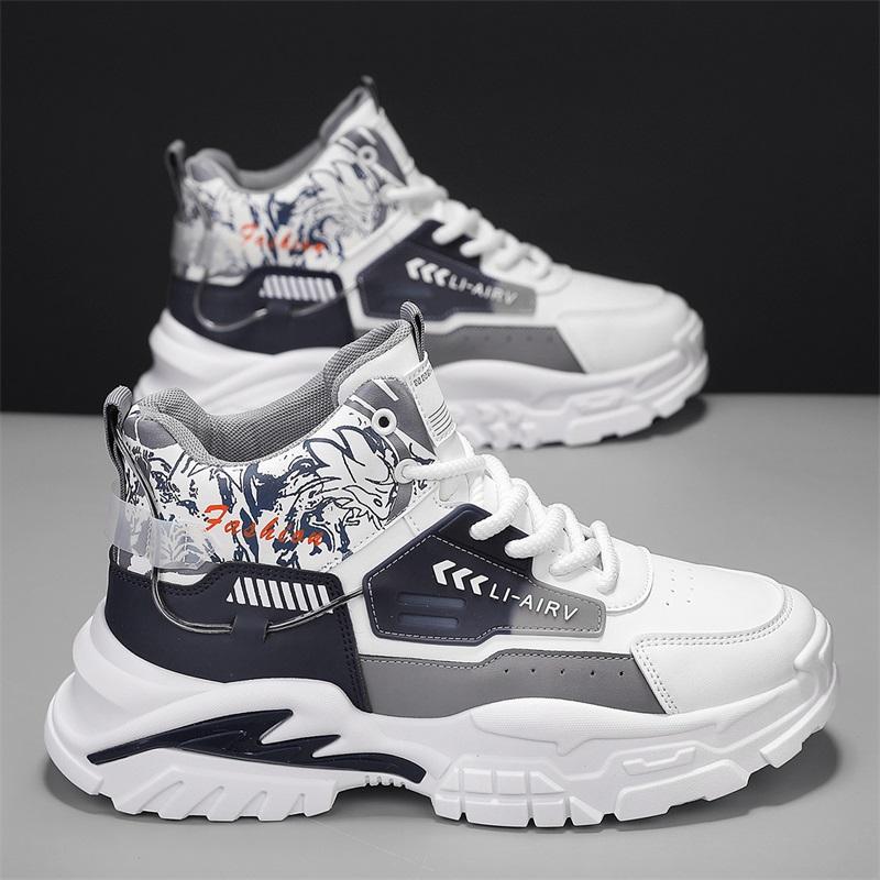 Высокие осенние кожаные повседневные спортивные папины кроссовки подростковые трендовые ботинки мартинсы 39