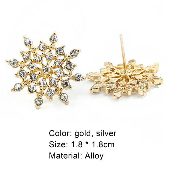 1 Pair Women Fashion Elegant Snowflake Rhinestone Earrings Ear Studs Jewelry Gift for Daily Wear