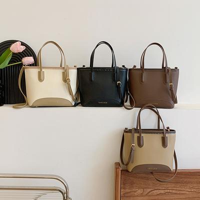 Popular Bucket Bag Women's New Spring and Summer One Shoulder Crossbody Bag Contrasting Color Splicing Ladies Handbag