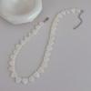 Damen Weiße Herzmuschel Perlenkette Silberbeschichtete Kette Choker Strandschmuck