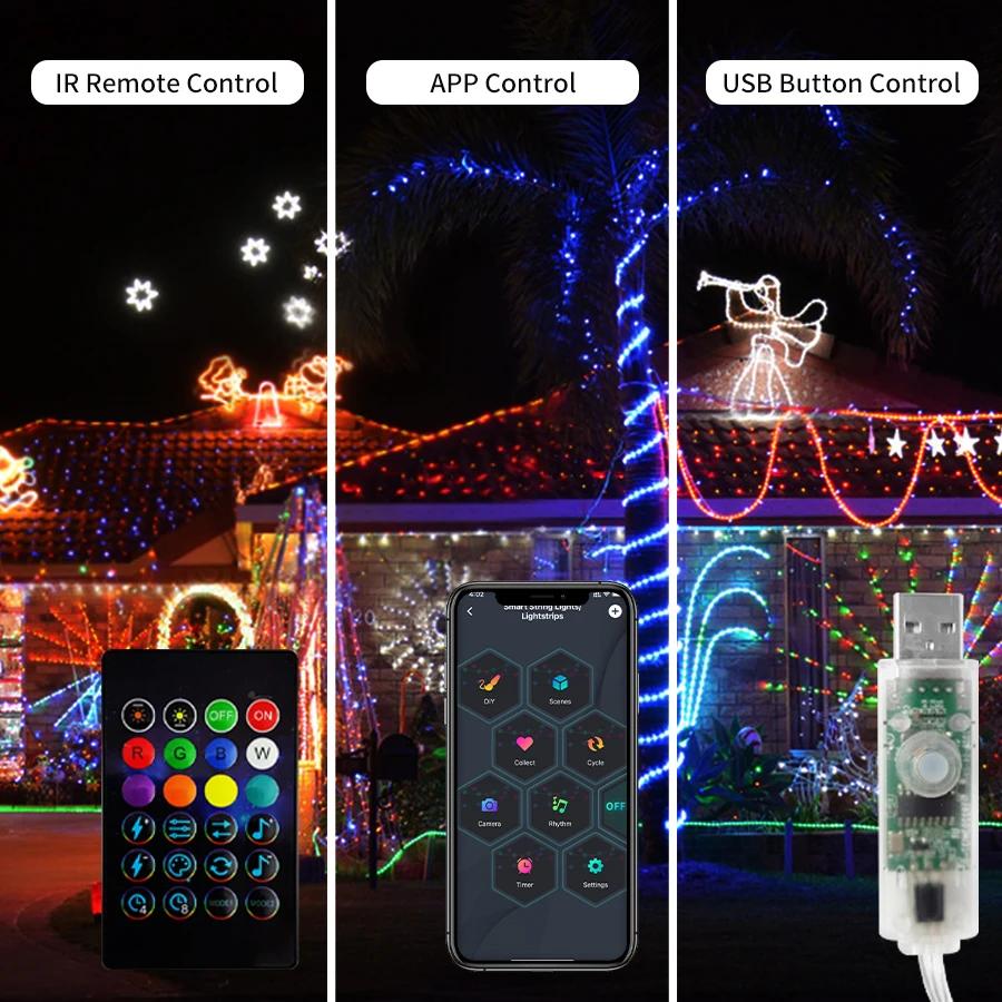 USB LED String Lights Smart Bluetooth RGB Colorful Fairy Light 5M 10M For Home Holiday Christmas Tree Wedding Decor Lighting