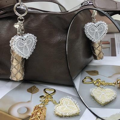 Ins Same Metal Rust Steel Mesh Pocket Lace Diy Bag Pendant Ins Explosive Silver Keychain