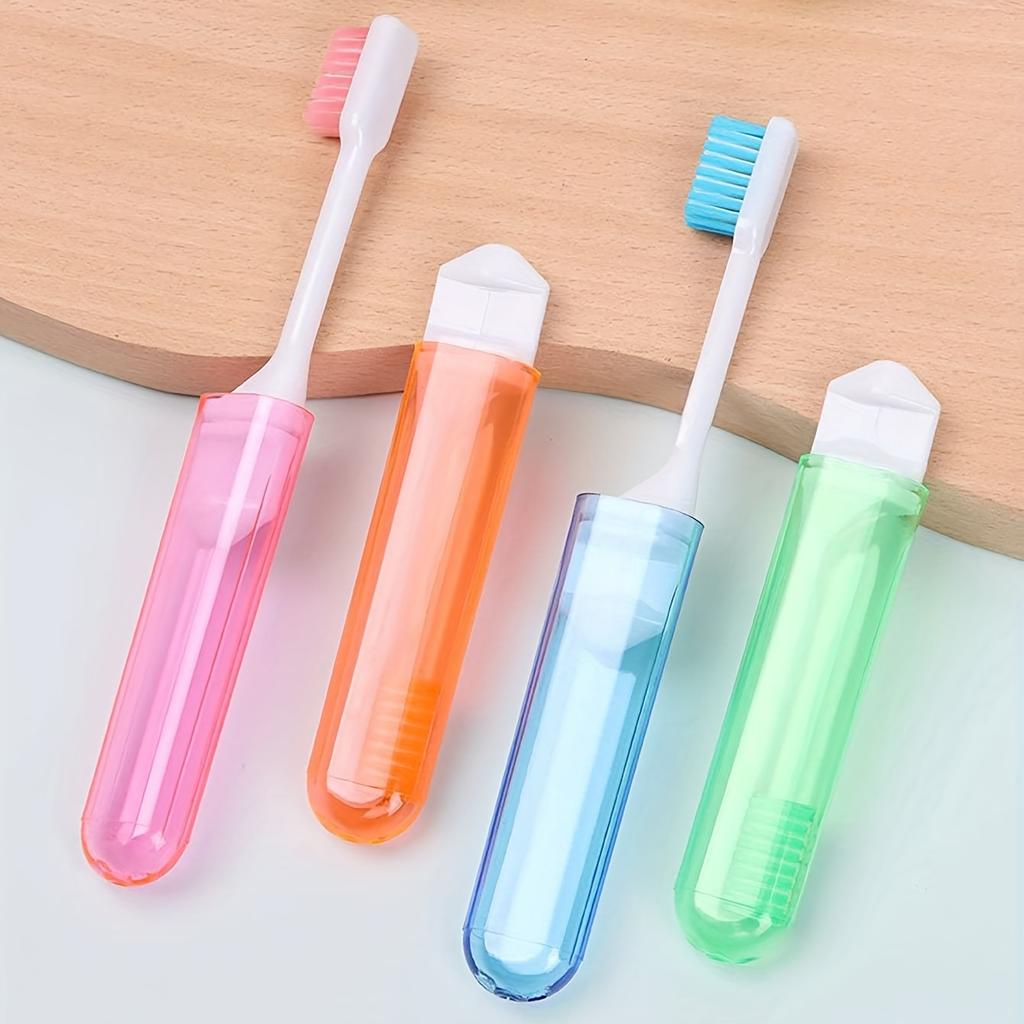 2pcs -Portable mini toothbrush, manual toothbrush for travel and oral care, bathroom essential for camping and hiking trips