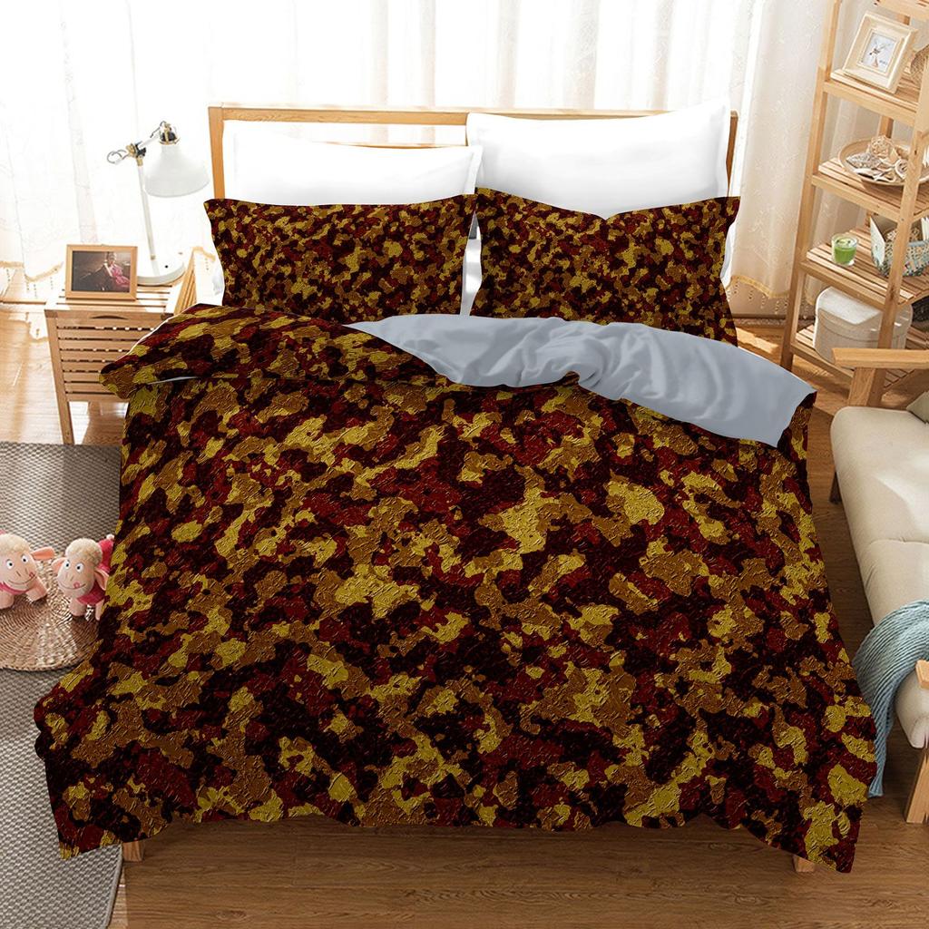 Bedding Home Textiles 3D Digital Printing Three-Piece Military Camouflage Quilt Cover Pillowcase