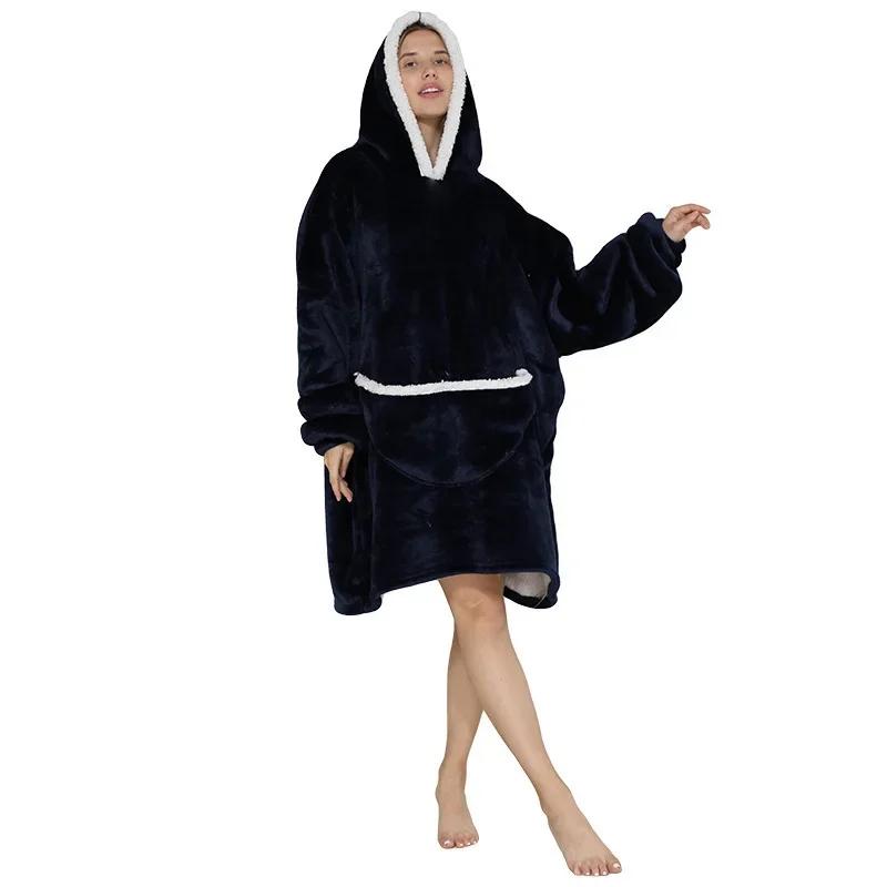 Warm Hooded Sherpa Blanket With Sleeves Ultra Soft Fleece Sweatshirt Throw Thick Winter Flannel Hoodie Blankets Home Textile