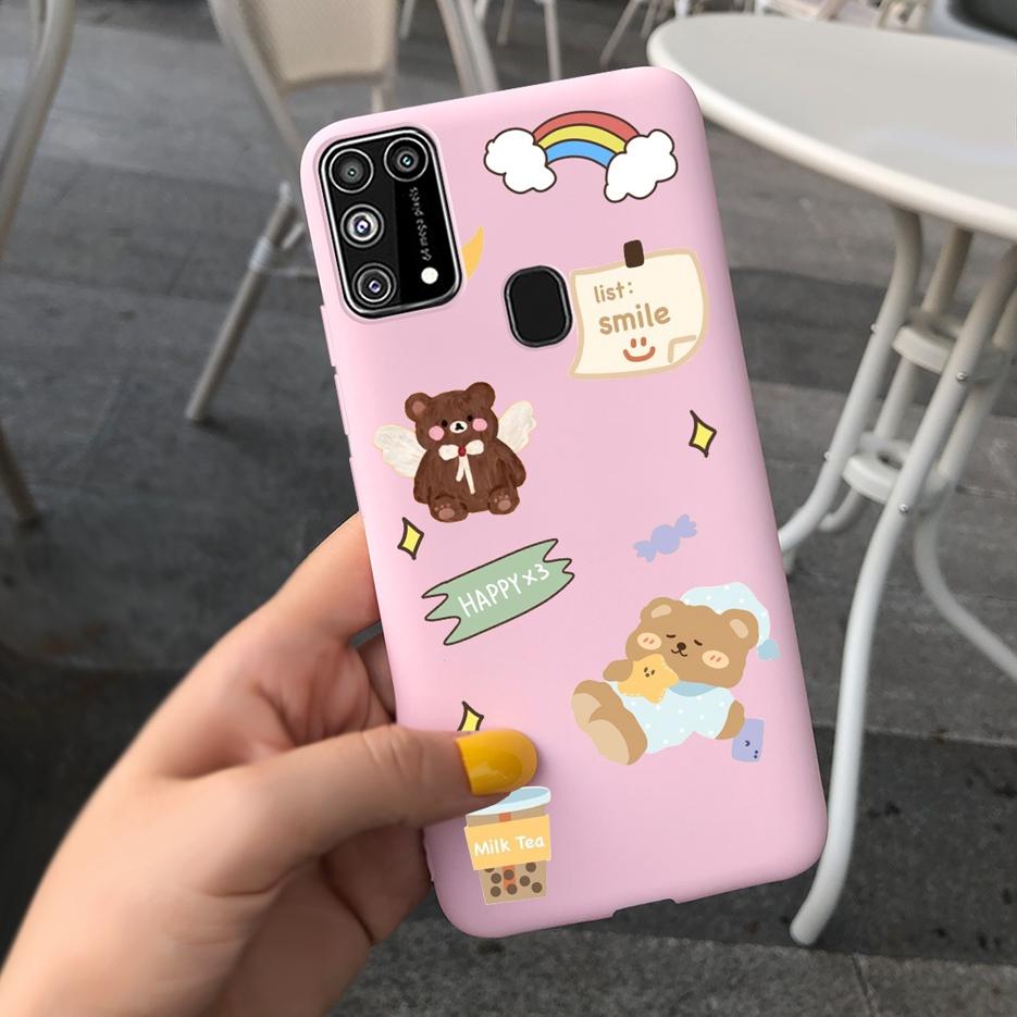 For Samsung Galaxy M31 Case SM-M315F Cute Bear Cartoon Painted Cover Phone Case For Samsung M31 M 31 GalaxyM31 Bumper Soft Funda