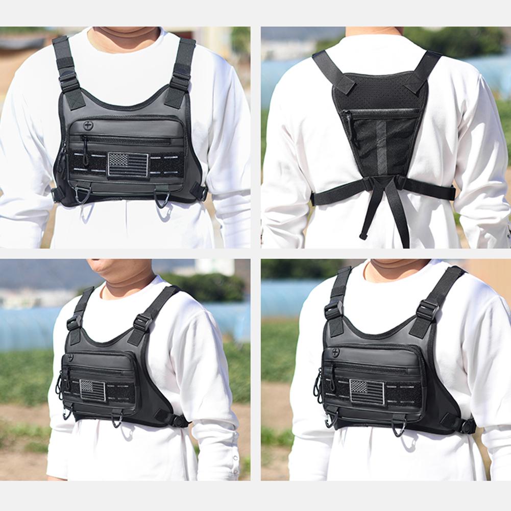 Tactical Chest Bag Unisex Running Vest Bag with Adjustable Straps Lightweight Front Vest Bag Large Capacity Outdoor Climbing Bag