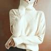 Womens High Neck Knit Sweater Solid Color Rhombus Warm Thick Long Sleeve Pullover