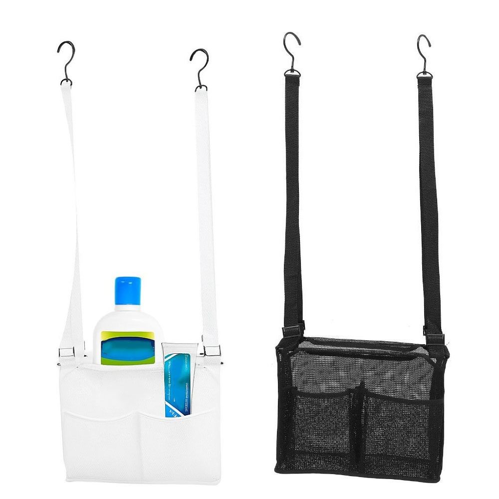 Adjustable Bathroom Hanging Bag with Hooks Shower Draining Rack Toiletry Storage Basket  For Makeup