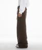 Fanshow (Setup) Pocket Hooded Zipup + Leather Belt Wide Pants- Brown