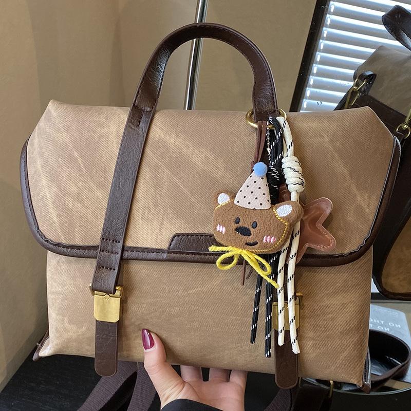 Large Capacity Bag Women's Autumn New Retro Matte Handbag Commuter Bag Single Shoulder Crossbody Double Shoulder Women's Bag