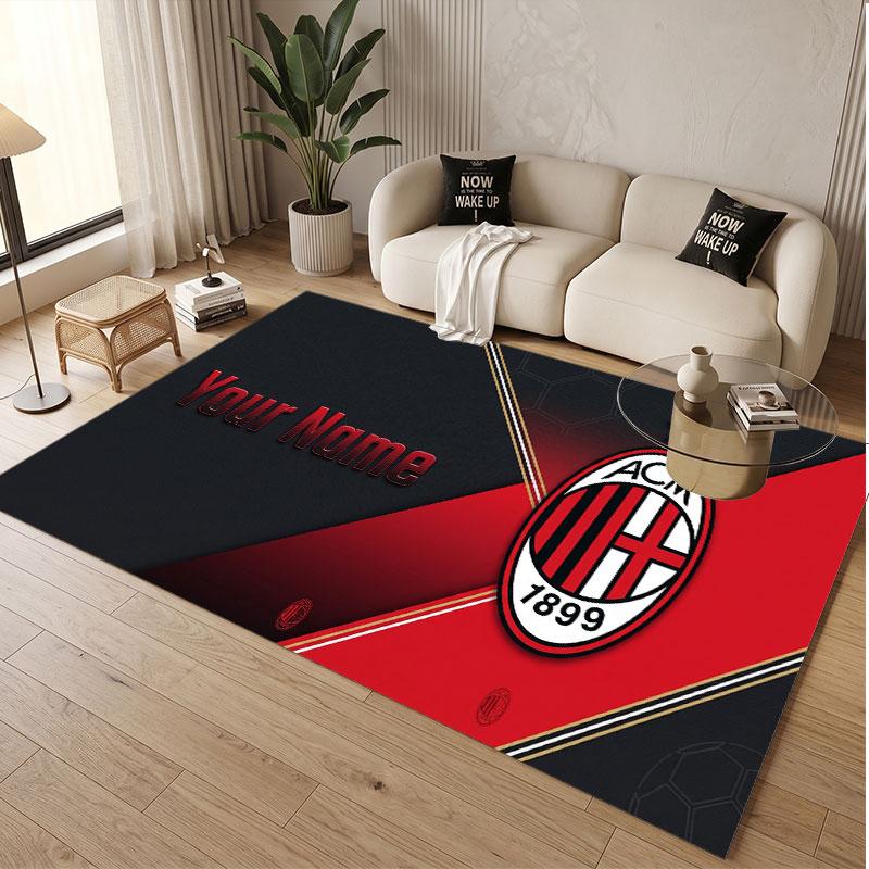 Custom Rug AC Milan Pattern Print Name Text Soft Non‑Slip Floor Carpet for Home Indoor Decoration
