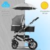 Beach Chair Umbrella UV Protection Baby Stroller Umbrella 360° Adjustable Chair Sunshade with Clamp Sun Rainproof and Windproof