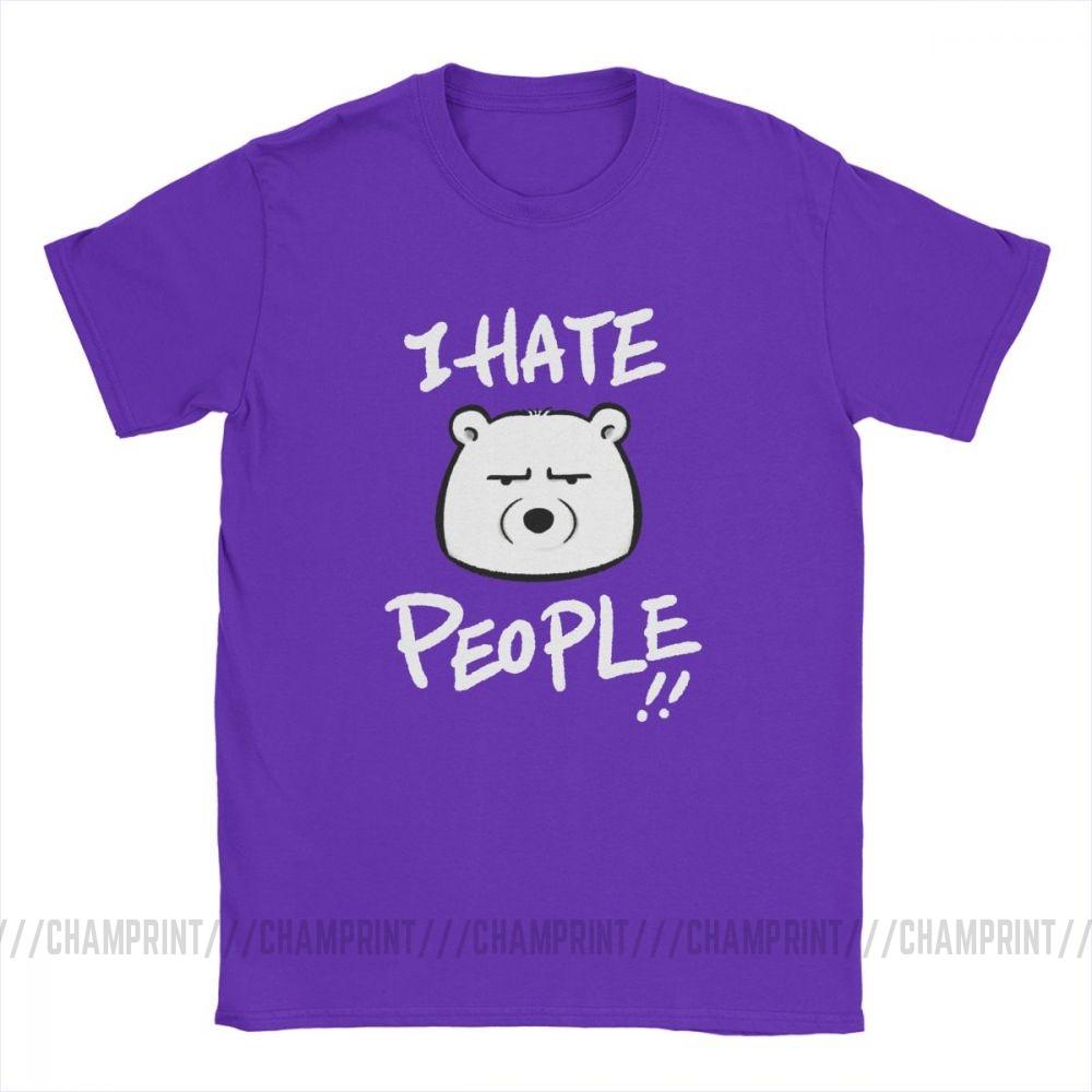 I Hate People Men T Shirts Bear I Eat People Solitary Autism Casual Cotton Short