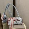 Light Luxury Underarm Bag New Fashionable Floral Bow Print Handbag Contrast Color Versatile Women's Shoulder Bag