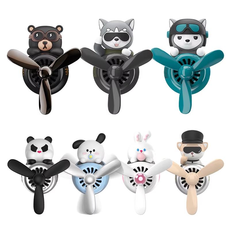 Pilot Panda Car Air Freshener Fan Accessories Aromatherapy Decoration Scent Smell Vent Clip Perfume Diffuser Fragrance Dispenser