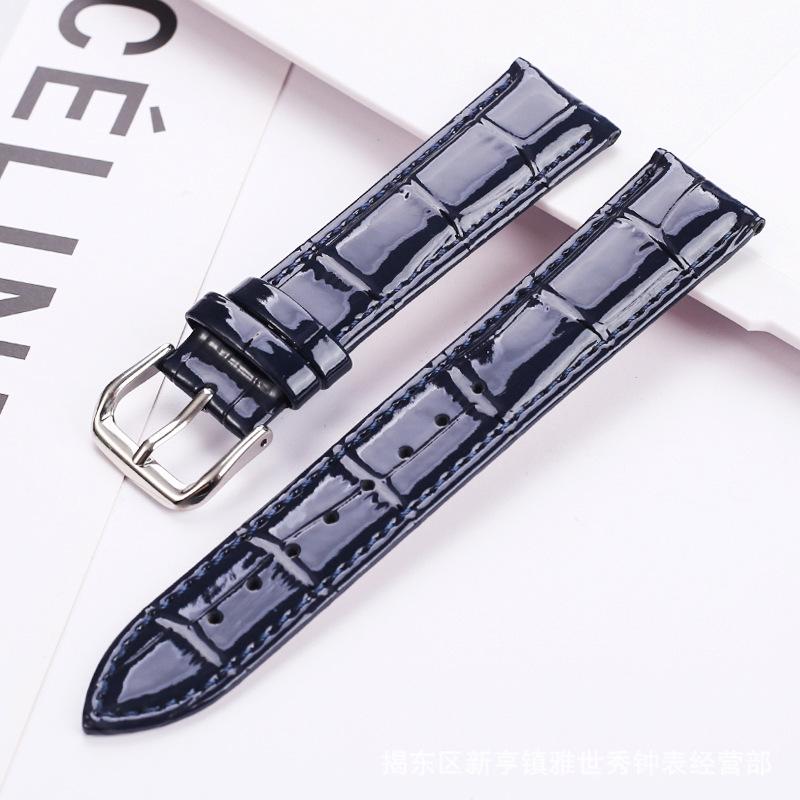 Red Bamboo Joint Pattern Genuine Leather Watch Strap, Unisex