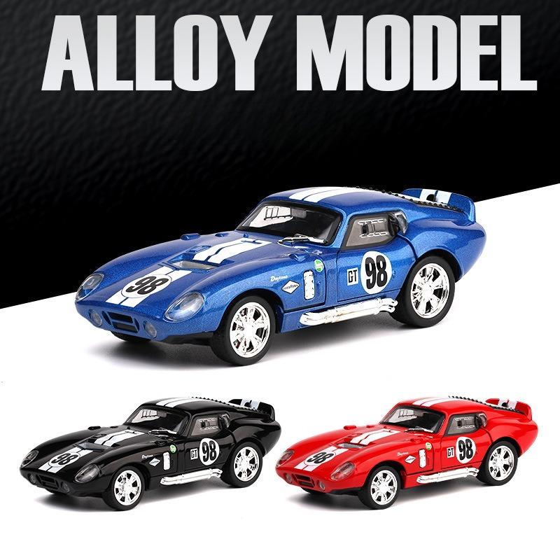 Simulation 1/32 Ford Shelby Cobra Sports Car Model Sound and Light Pull-Back Toy Vehicle Boy Ornament Collection Miniature Voiture