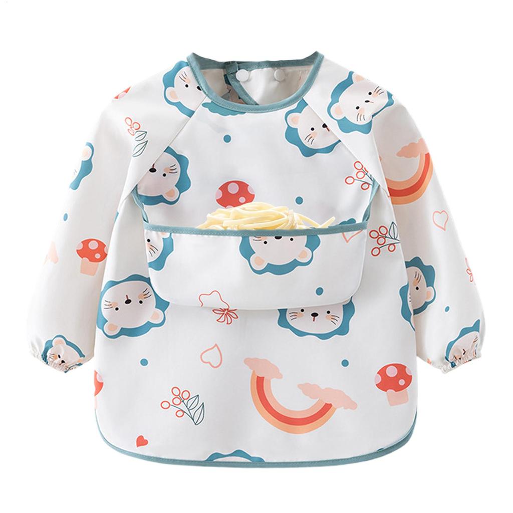 Long Sleeve Apron Waterproof  Baby Smock Bib Soft Sleeved Adjustable Weaning Smock Full Sleeve Toddler Eating Shirt Bibs