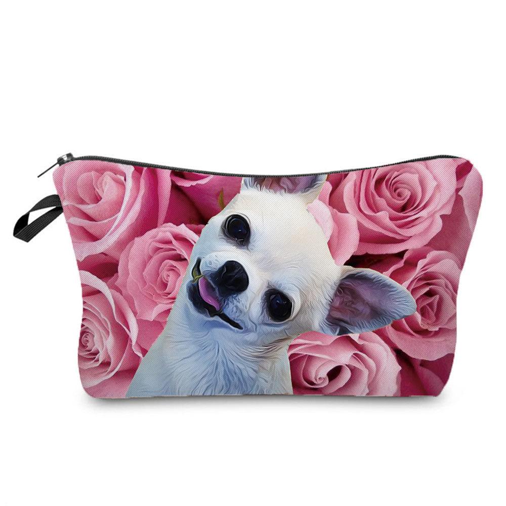 Women Dog Print Cosmetic Bag Toiletries Organize Travel Storage Case  6363