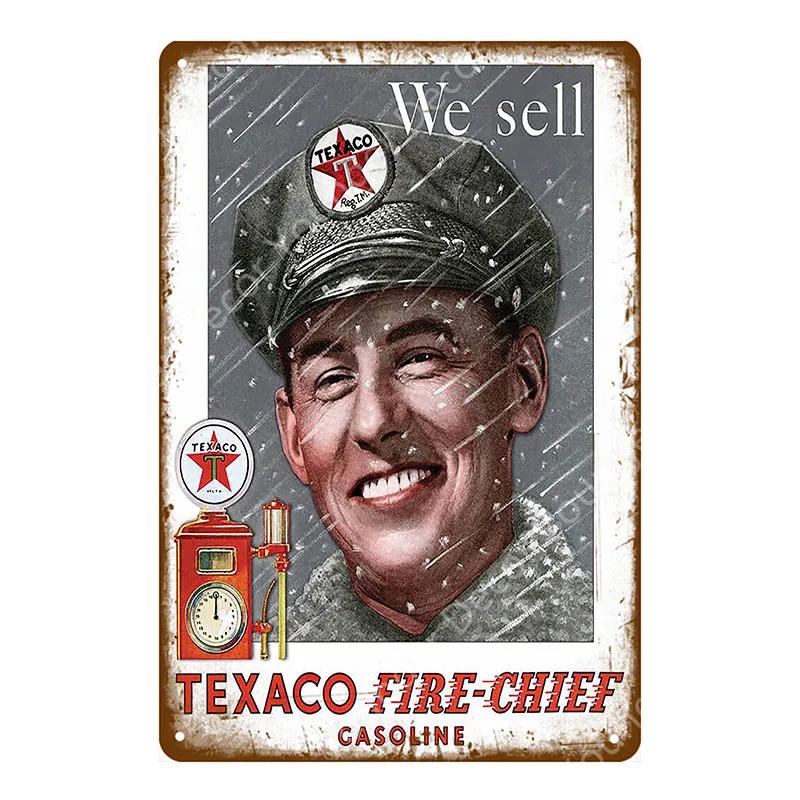 Vintage Texaco Motor Oil Signs Sky Chief Castrol BP Metal Poster Wall Art Painting Plate Garage Gas Gasoline Station Decor YJ
