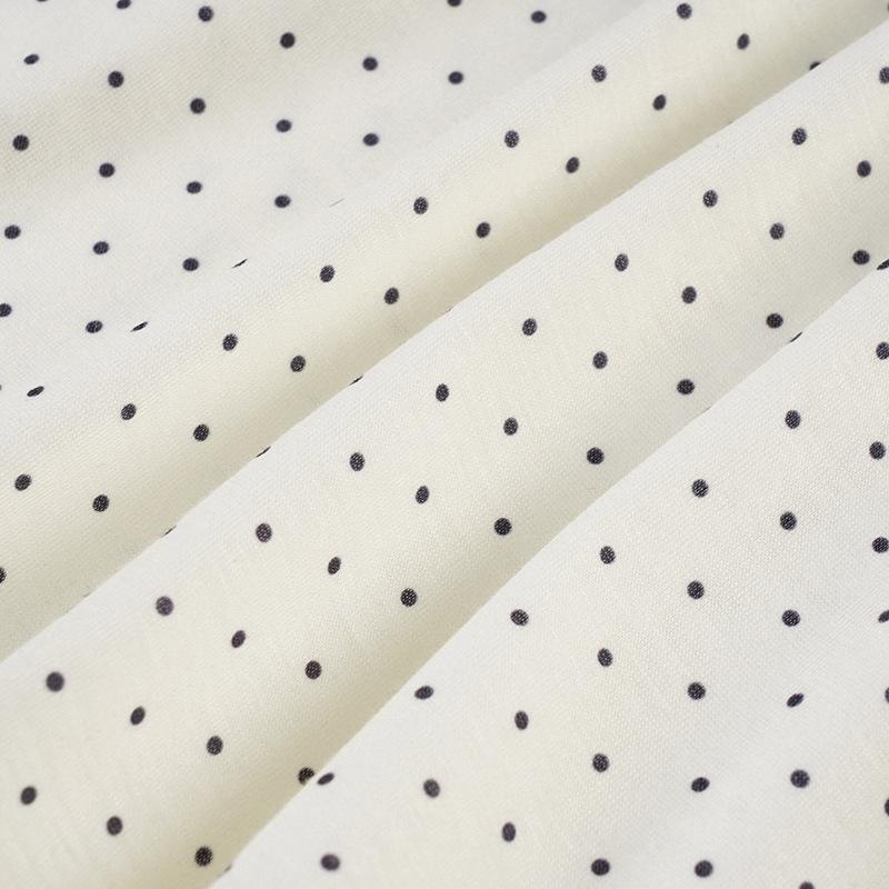 2025 Spring French Style Polka Dot Ruffle Trim Tie-Up Slim Fit Top for Women