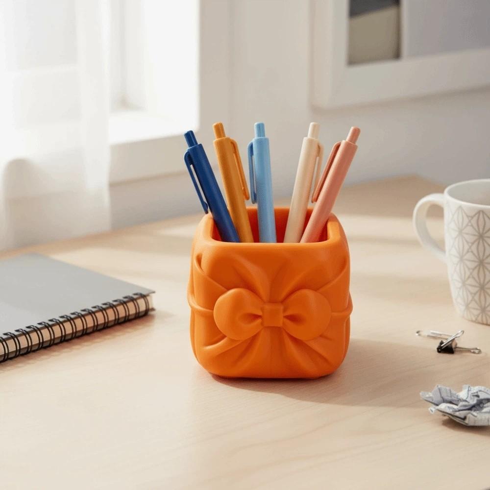 Ornament Bowknot Pen Holder Desktop Organizer Bowknot Pen Container Office Desktop