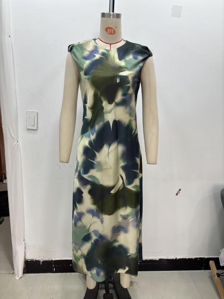 Spring 2025 Women's Tie-Dye Sleeveless Slimming Casual Dress - European & American Style