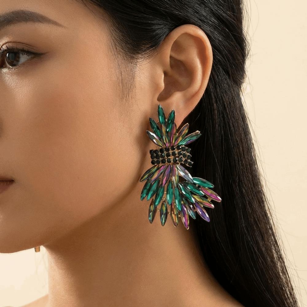 Sparkly Wing Earrings Shaped Like Leaves Crystal Earrings Versatile Wheat Drop Earrings Wedding