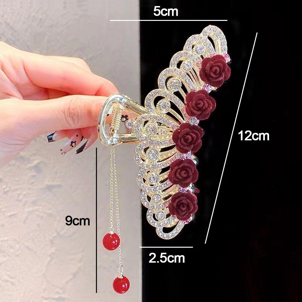 Lily of The Valley Bouquet Tassel Clip Shiny Color Hair Clips Rhinestone  Women