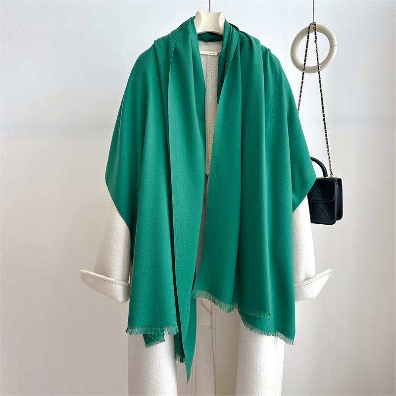 Luxury Winter Cashmere Scarf Women Solid Handkerchief Warm Pashmina Female Shawl Tassel Wrap Soft Pareo Bufanda Scarves Stole