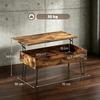 Rectangular Wooden Coffee Table with Large Hidden Storage Area, Height-Adjustable
