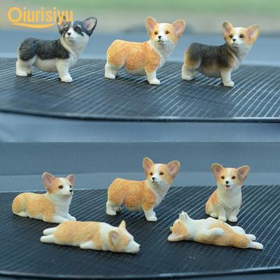 Köpek Figürleri Çekici Sevimli Duruş Kendin Yap Malzemesi Bahçe Süsü Figür Minyatür Corgi Ofis İçin