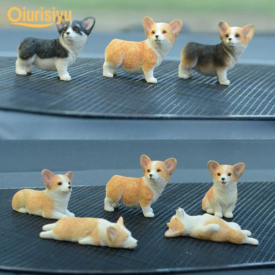 Psí figurky Atraktivní Rozkošná Póza DIY Materiál Zahradní Ozdoba Figurka Miniaturní Corgi pro Kancelář