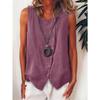 Damen Boho Locker Übergröße Diagonal Knopf Ärmellos Hemd Tanktop
