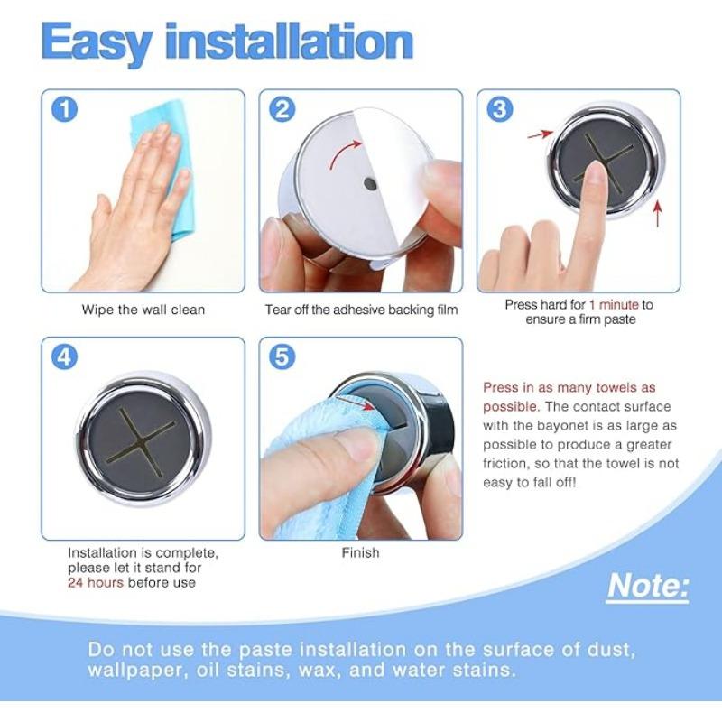 5Pack Contemporary Plastic Towel Hooks-Easy Install,No Drill Wall Mount Adhesive Towel Holder for Kitchen,Bathroom,Hotel