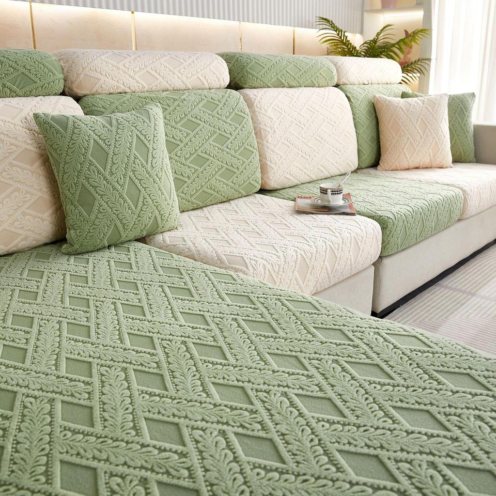 Thickened Jacquard Velvet Elastic Sofa Cover with Cushion Cover.