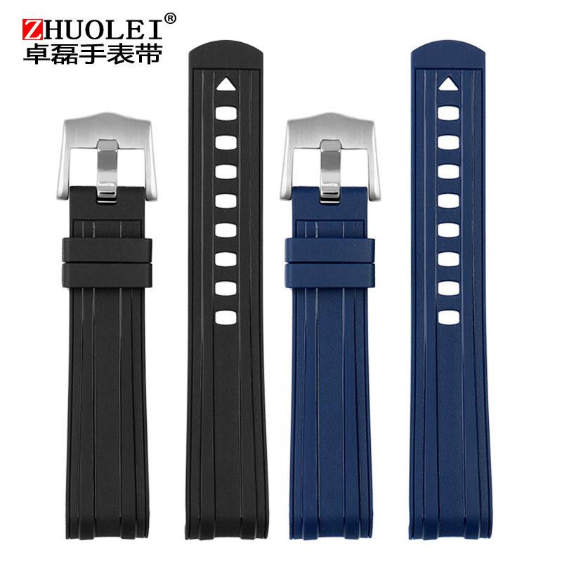 For Omega New Seamaster 300 Universe 007 Curved End Fluorous Rubber Silicone Watchband 20mm 22m Watch Soft Strap Men Replacement