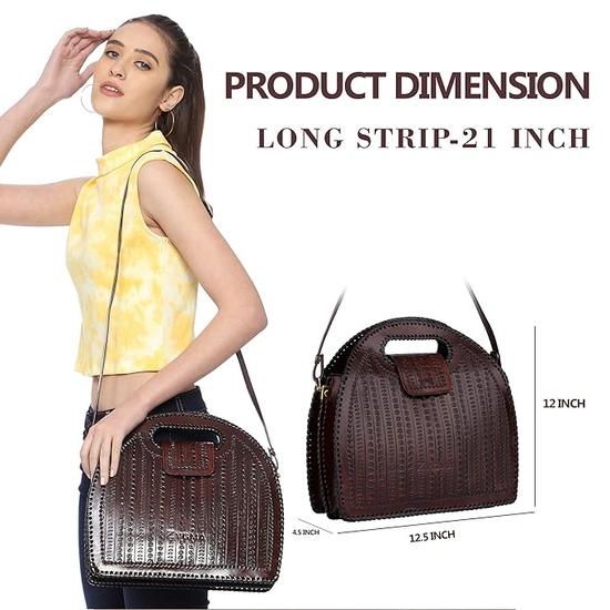 Zygma Leather Handbag for Women - Genuine Handmade Bag, Burgundy