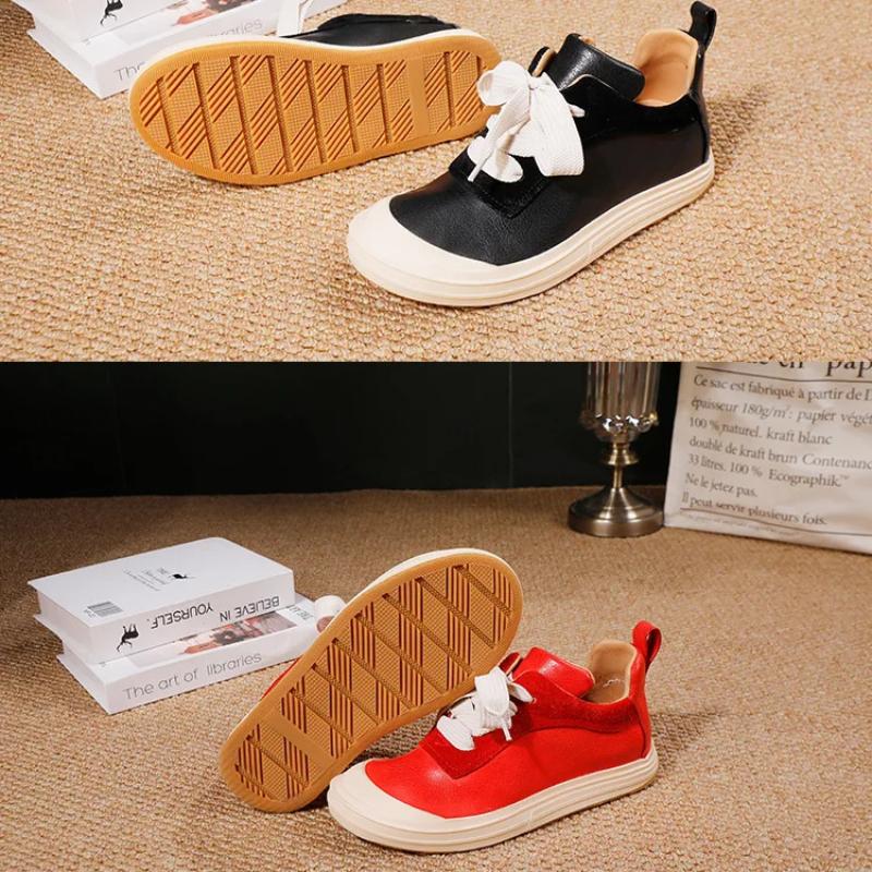 Johnature Zapatos de Mujer de Cuero Genuino Cómodos de Suela Plana Versátiles de Estilo Deportivo Zapatos Casuales de Suela Blanda