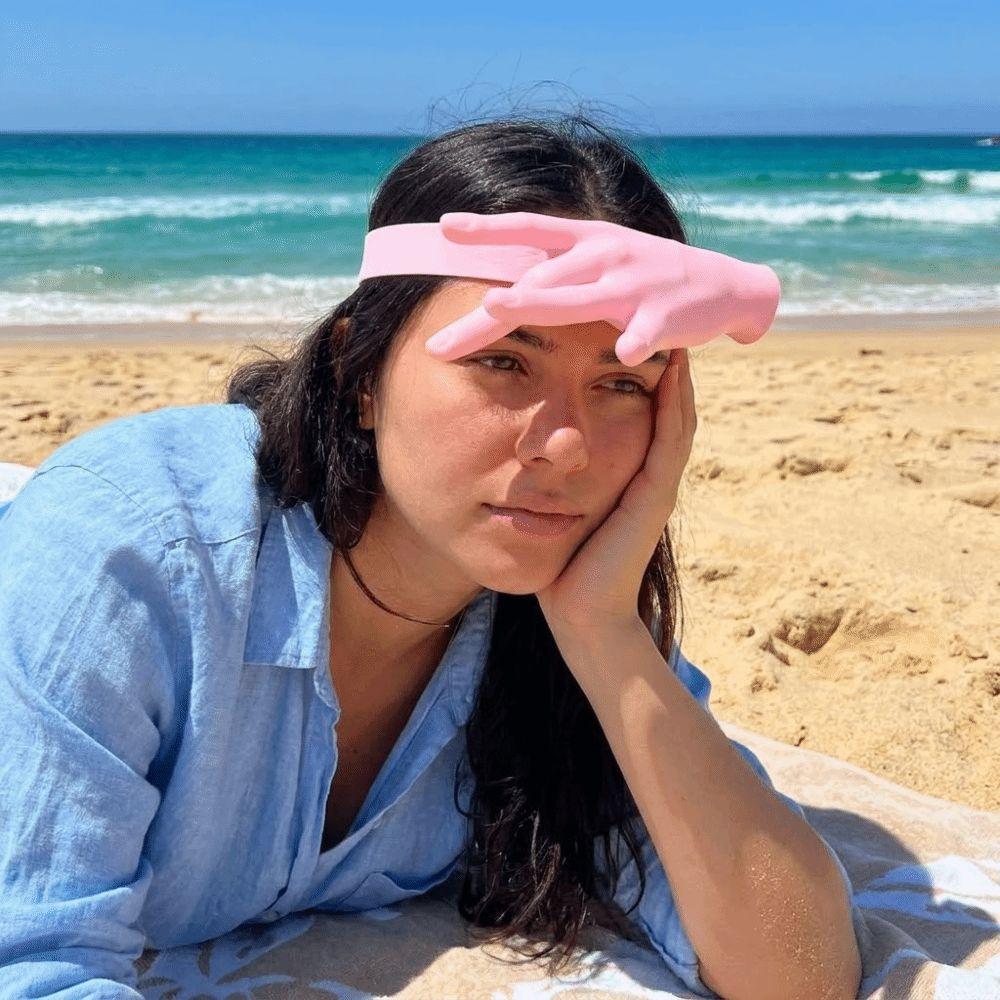 UV Protection Orchid Finger Sun Visor Novelty Plastic Palm Sun Hat Adjustable Detachable Hand Palm Visor Headband Summer Season