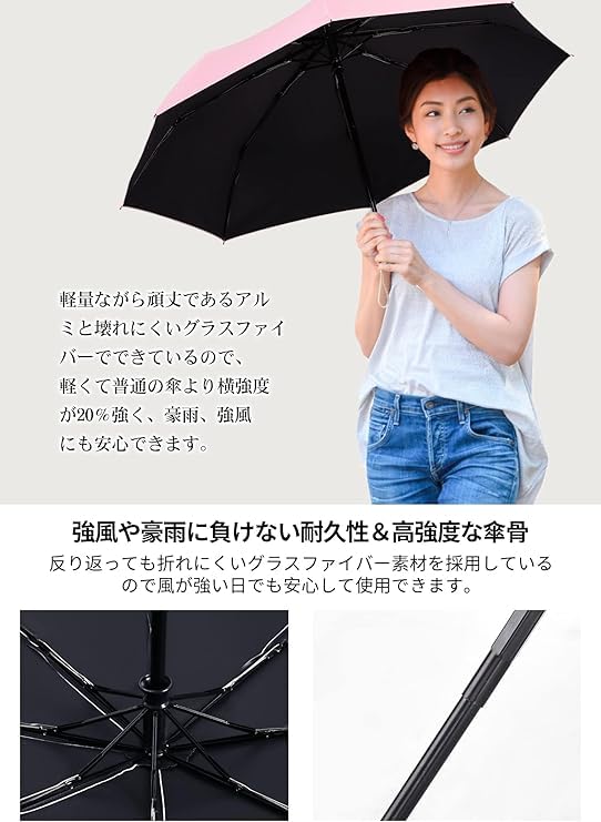 Automatic Folding UV Protection Rate Complete Heat Folding UV Wind Water 8 for Both Sun and Sun Storage Pouch Heat Stroke Prevention Parasol,